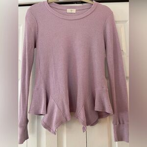 Anthropologie T la Lilac Waffle Knit Top